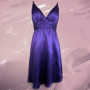 Y2K Calvin Klein Royal Purple Silk Plunge Dress Size 6